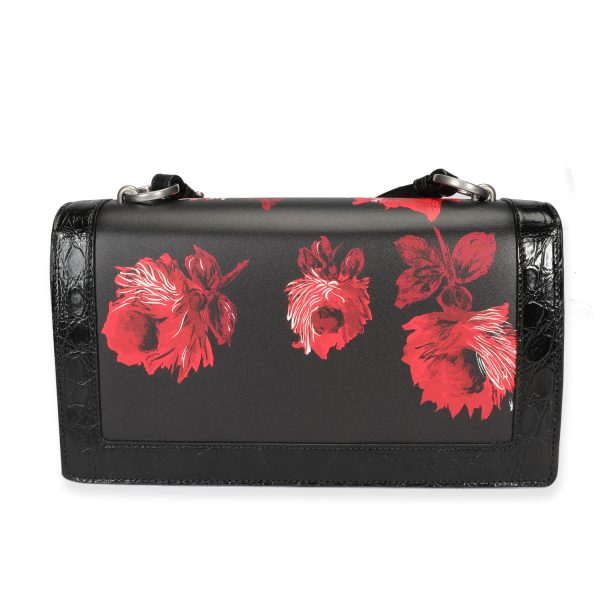 106960 pv Prada Black Floral Lipstick Print Leather Séverine Bag