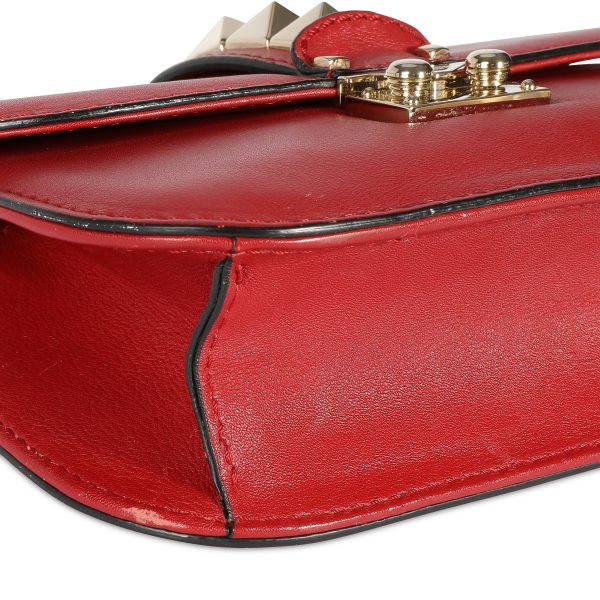 106991 box Valentino Red Leather Rockstud Glam Lock Bag