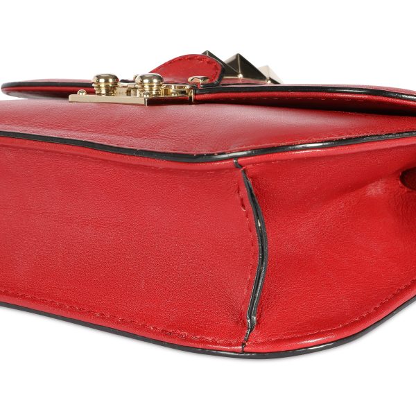 106991 clasp Valentino Red Leather Rockstud Glam Lock Bag