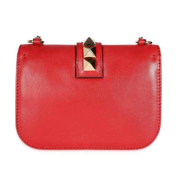 106991 pv Valentino Red Leather Rockstud Glam Lock Bag