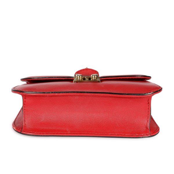 106991 stamp Valentino Red Leather Rockstud Glam Lock Bag