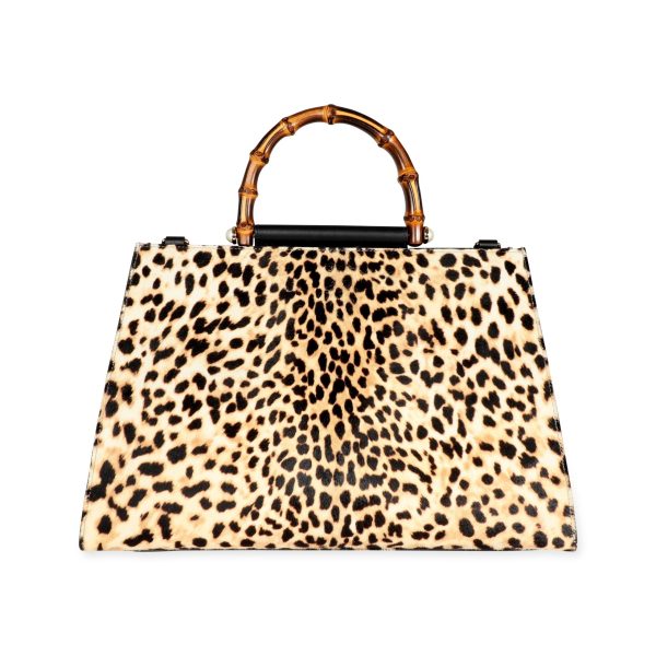 107161 fv 65108664 ab6f 4c55 a0eb 84effd3c1f52 Gucci Leopard Printed Calf Hair Nymphaea Bamboo Top Handle Tote