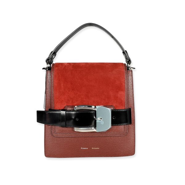 107221 fv Proenza Schouler Russet Calfskin Suede Buckle Trapeze Bag