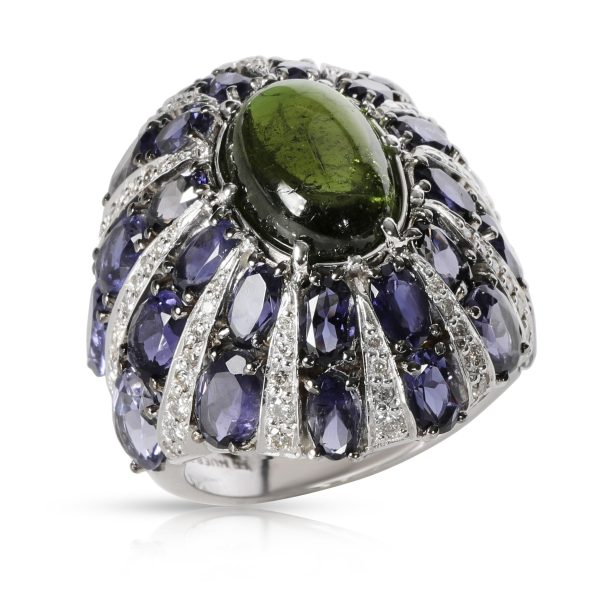 107295 pv 69e03ee3 3100 455f ac91 9980f5ad9953 Cabochon Green Tourmaline Lolite Diamond Ring in 18KT White Gold