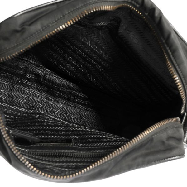 107413 av Prada Black Nylon Saffiano Leather Camera Bag