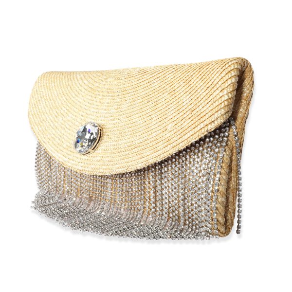 107460 sv Miu Miu Crystal Fringe Straw Clutch