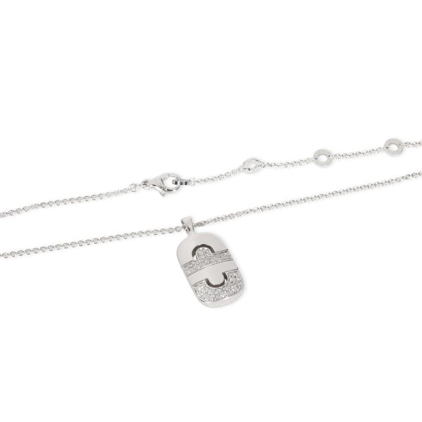 107500 clasp Bulgari Parentesi Diamond Necklace in 18K White Gold 052 CTW