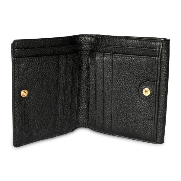 107742 av Chloé Black Pebbled Leather Georgia Compact Wallet