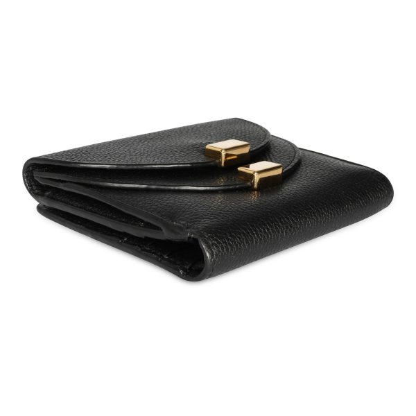 107742 clasp Chloé Black Pebbled Leather Georgia Compact Wallet