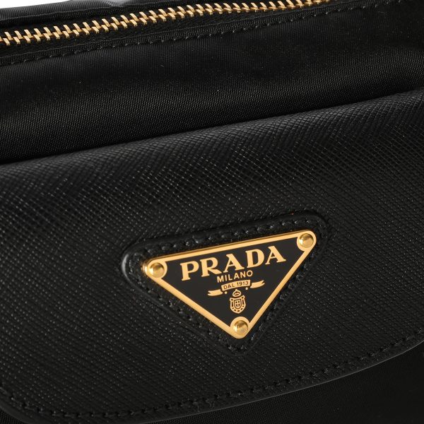 107895 ad2 b3334849 cade 489e b6c1 8850e39b1e08 Prada Black Nylon Saffiano Leather Tote Bag