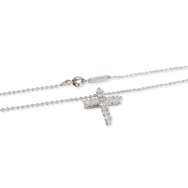 108083 clasp Tiffany Co Diamond Cross Necklace in Platinum 055 CTW