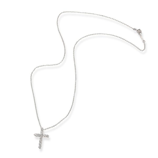 108083 pv Tiffany Co Diamond Cross Necklace in Platinum 055 CTW