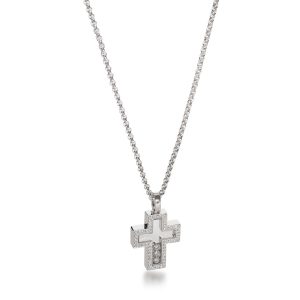108129 fv Chopard Happy Diamonds Cross Necklace in 18K White Gold 044 CTW