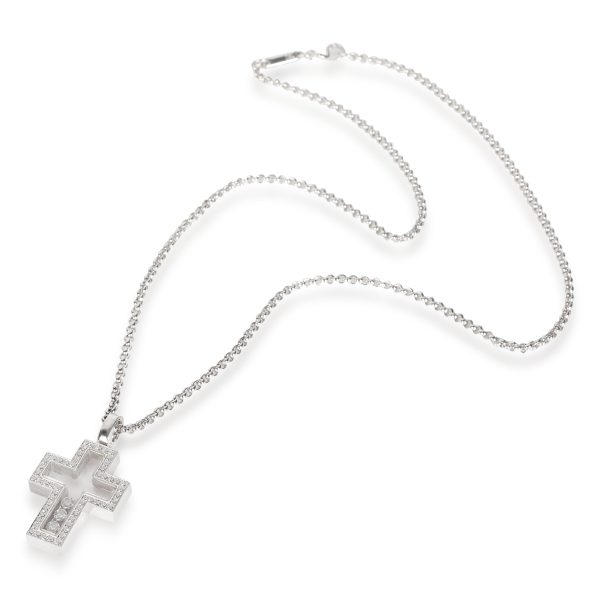 108129 pv Chopard Happy Diamonds Cross Necklace in 18K White Gold 044 CTW