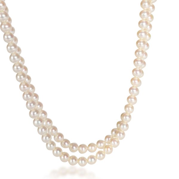 108144 fv Tiffany Co Double Row Pearl Necklace in Sterling Silver