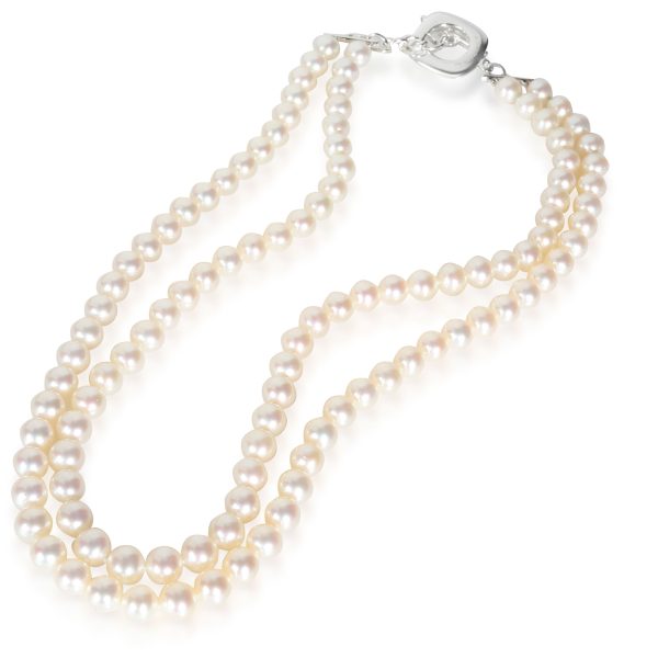 108144 pv Tiffany Co Double Row Pearl Necklace in Sterling Silver