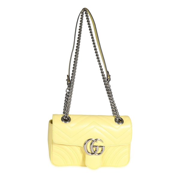 108276 bv Gucci Pastel Yellow Matelass√© Leather GG Marmont Mini Bag