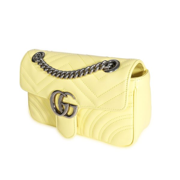 108276 sv Gucci Pastel Yellow Matelass√© Leather GG Marmont Mini Bag