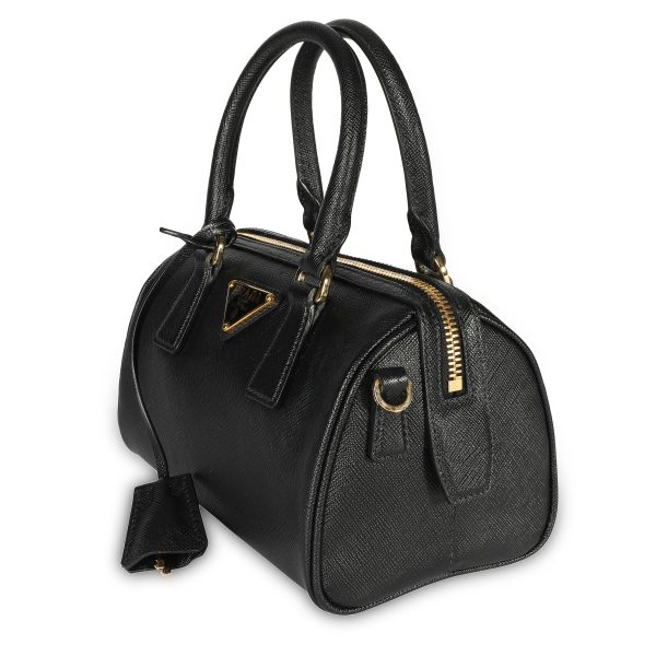 108289 sv Prada Black Saffiano Lux Leather Top Handle Bag