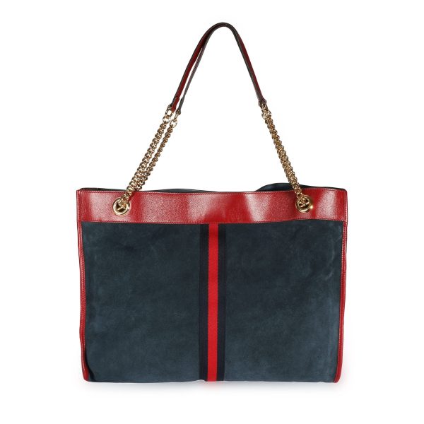 108302 pv c71d481f 010d 4fbc ad2a 987634fbf559 Gucci Navy Suede Red Calfskin Large Rajah Tote