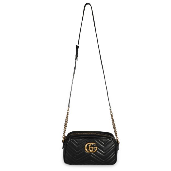 108306 bv Gucci Black Matelassé Leather GG Marmont Small Shoulder Bag