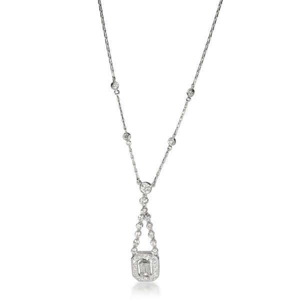 108353 fv Kwiat Halo Diamond Drop Necklace in 18K White Gold 111 CTW