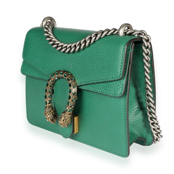 108414 sv Gucci Green Leather Crystal Mini Dionysus Bag