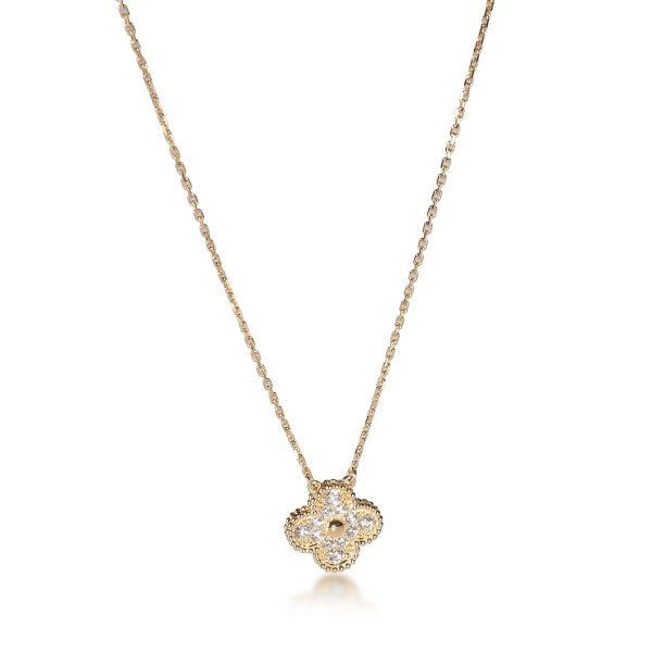 108453 fv Van Cleef Arpels Vintage Alhambra Diamond Necklace in 18K Yellow Gold 052 CTW