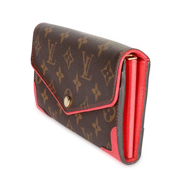 108485 sv Louis Vuitton Poppy Leather Monogram Canvas Retiro Sarah Wallet