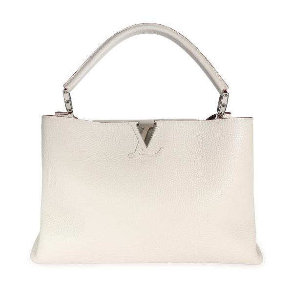 108493 fv Louis Vuitton White Taurillon Leather Capucines MM