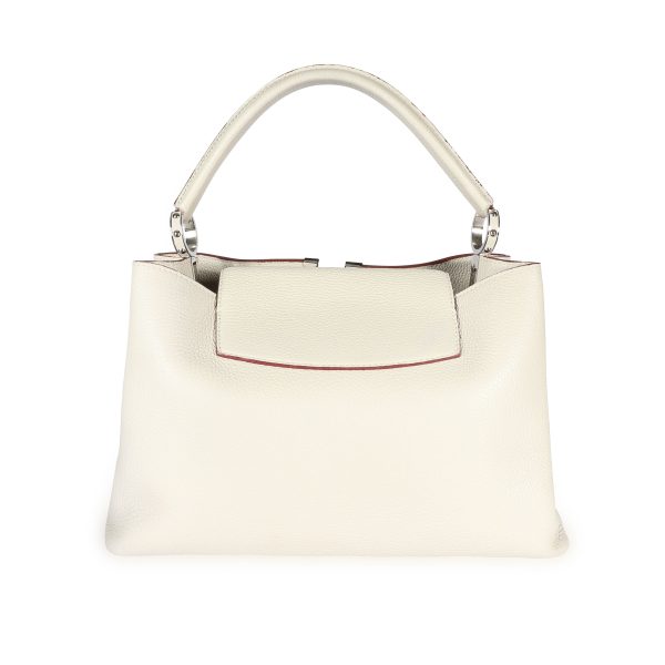 108493 pv Louis Vuitton White Taurillon Leather Capucines MM