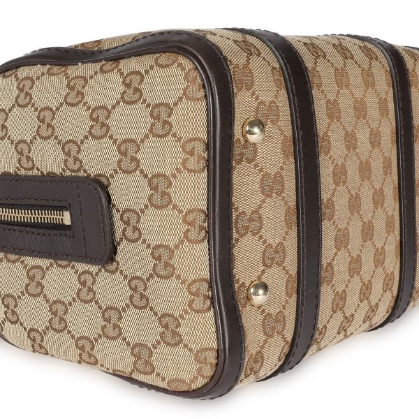 108636 box Gucci Brown GG Canvas Leather Boston Bag