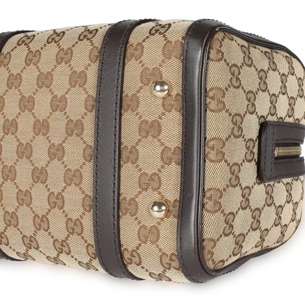 108636 clasp Gucci Brown GG Canvas Leather Boston Bag