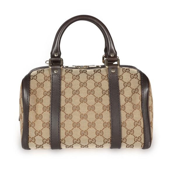 108636 pv Gucci Brown GG Canvas Leather Boston Bag