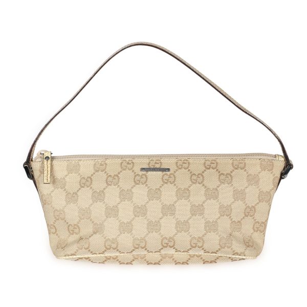 108637 fv Gucci Beige GG Canvas Leather Pochette