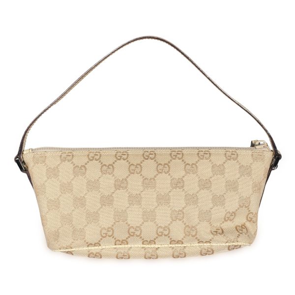 108637 pv Gucci Beige GG Canvas Leather Pochette