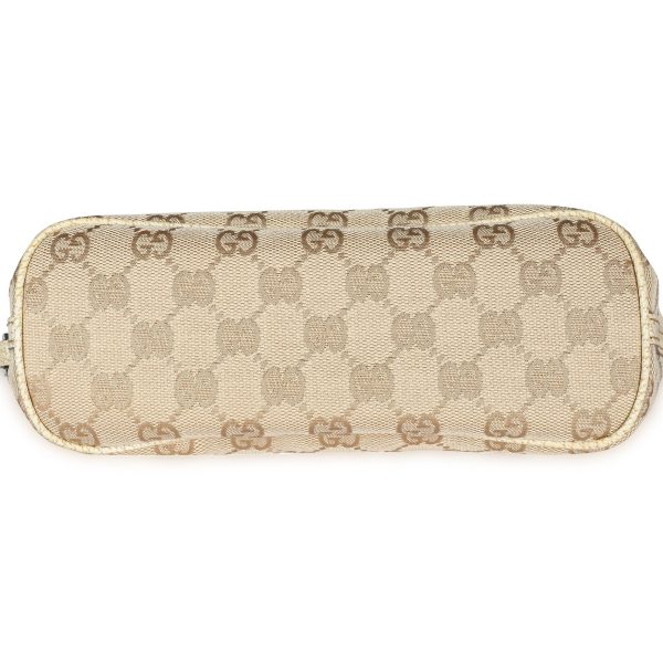 108637 stamp Gucci Beige GG Canvas Leather Pochette