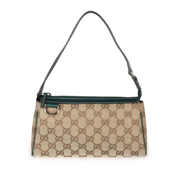 108638 fv 72840fe4 a586 49fe b7a4 cf6df368fbd9 Gucci Brown GG Canvas Green Leather Abbey Pochette