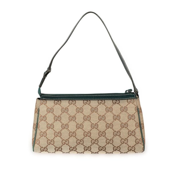 108638 pv f5e29ebd e1e2 4c98 9534 c3f10faaf16d Gucci Brown GG Canvas Green Leather Abbey Pochette