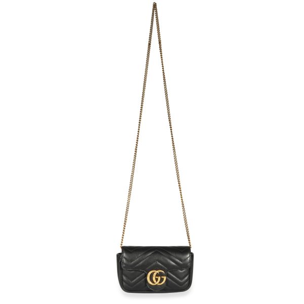 108667 bv Gucci Black Matelassé Leather GG Marmont Super Mini Bag