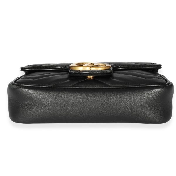 108667 stamp Gucci Black Matelassé Leather GG Marmont Super Mini Bag