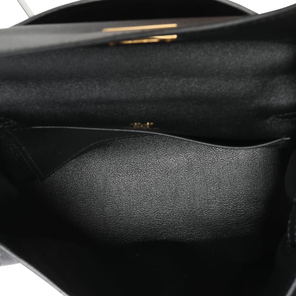 108709 av Herm√®s Black Evercolor Leather Kelly Pochette GHW