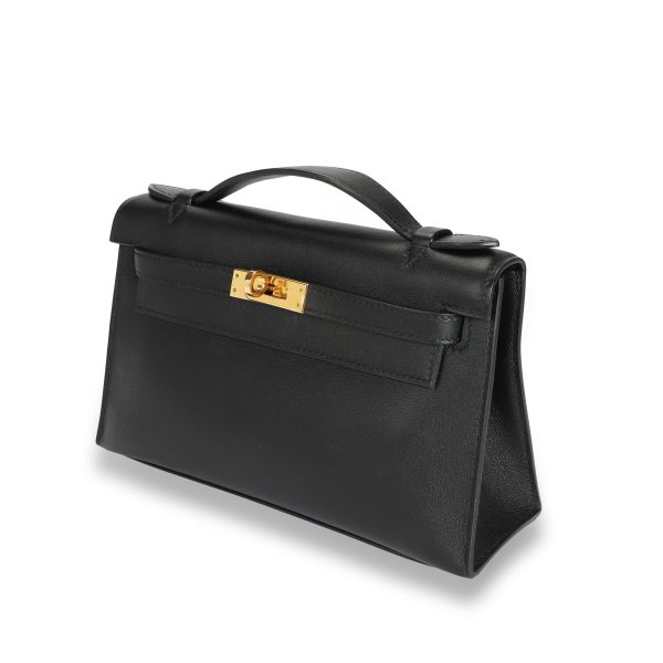 108709 sv Herm√®s Black Evercolor Leather Kelly Pochette GHW