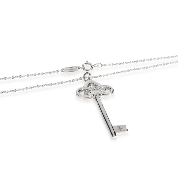 108768 clasp Tiffany Co Diamond Fleur de Lis Key Necklace in 18K White Gold 010 CTW