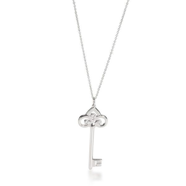 108768 fv Tiffany Co Diamond Fleur de Lis Key Necklace in 18K White Gold 010 CTW