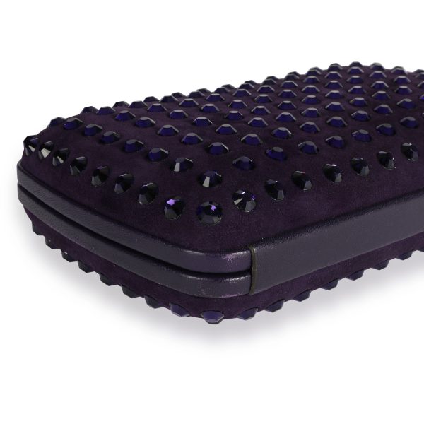 108837 box Gucci Purple Suede Crystal Studded Broadway Box Clutch