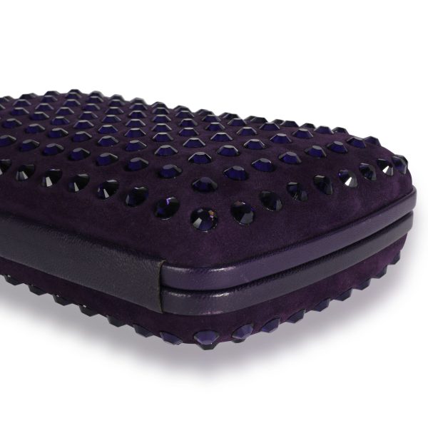 108837 clasp Gucci Purple Suede Crystal Studded Broadway Box Clutch