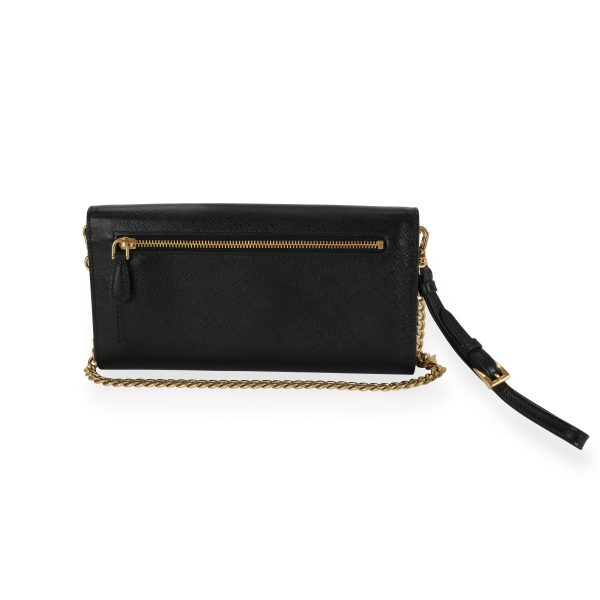 108839 pv Prada Black Saffiano Leather Envelope Chain Wallet