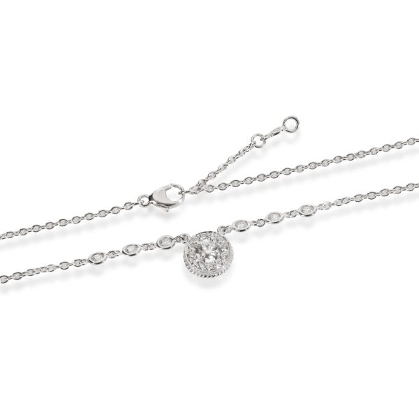 109012 clasp Halo Diamond Necklace in 18K White Gold 067 CTW