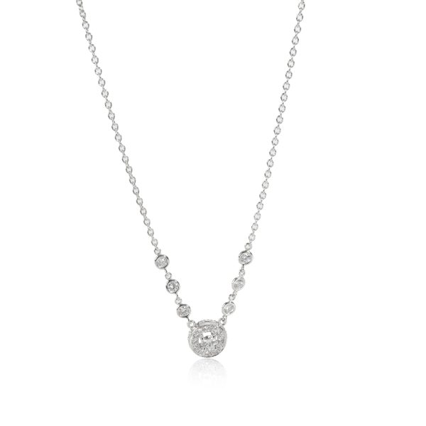 109012 fv Halo Diamond Necklace in 18K White Gold 067 CTW